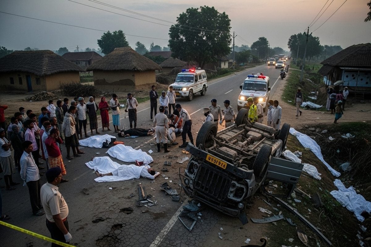 बिहार में दर्दनाक सड़क हादसा, बेकाबू वाहन ने 6 को कुचला, 5 की मौके पर मौत