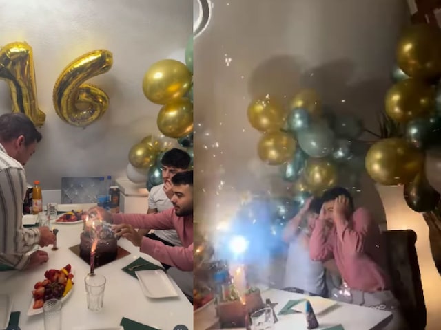 The son had 16th birthday, parents brought firecrackers instead of candles .......