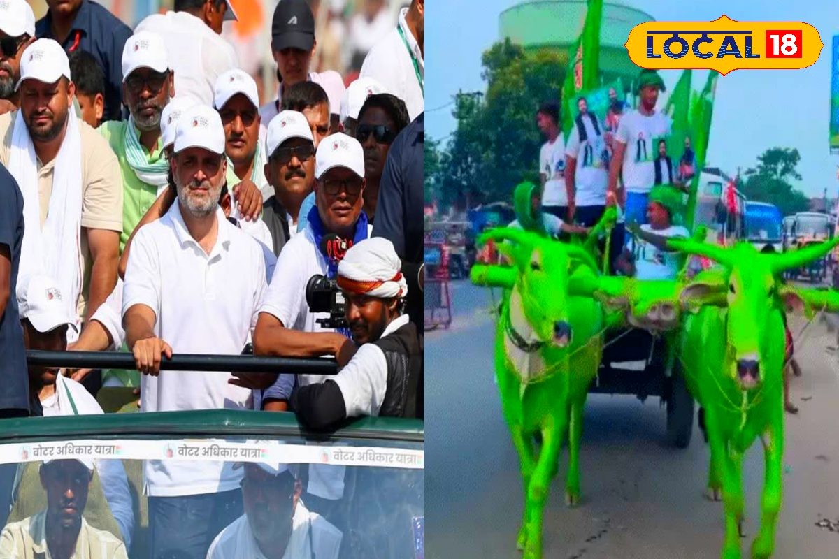 कोई बैलगाड़ी से आया तो कोई भैंस चढ़कर! वोटर अधिकार यात्रा में दिखा अनोखा नजारा