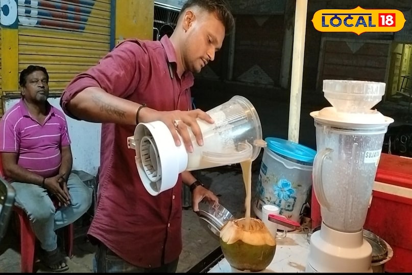 Coconut Crush Khargone, Khargone Street Food, Coconut Water Benefits, Malai Crush Drink, Khargone Food Special, local18, khargone letest news, Madhya Pradesh hindi news 
