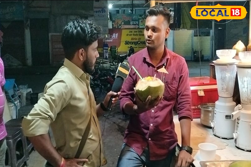 Coconut Crush Khargone, Khargone Street Food, Coconut Water Benefits, Malai Crush Drink, Khargone Food Special, local18, khargone letest news, Madhya Pradesh hindi news 