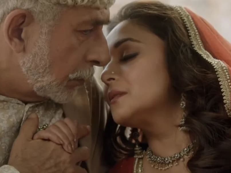 Madhuri Dixit, Naseeruddin Shah, Dedh Ishqiya, Madhuri Dixit-Naseeruddin Shah intense scenes, Madhuri Dixit shy while filming intense scenes with Naseeruddin Shah, Dedh Ishqiya Film, Dedh Ishqiya budget, Dedh Ishqiya Collection, Madhuri Dixit hit Films, माधुरी दीक्षित, नसीरुद्दीन शाह, डेढ़ इश्किया, डेढ़ इश्किया बजट, डेढ़ इश्किया कलेक्शन, डेढ़ इश्किया हिट या फ्लॉप, डेढ़ इश्किया में माधुरी दीक्षित और नसीरुद्दीन शाह का इंटीमेट सीन