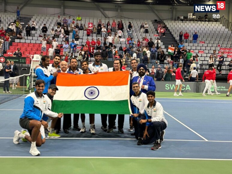 India down Switzerland in Davis Cup, Sumit Nagal, Davis Cup Qualifiers for the first time india, India Davis Cup Team, Dhakshineshwar Suresh, Sumit Nagal, Leander Paes, Ramesh Ramkrishnan, india beat Switzerland, भारत डेविस कप टीम, डेविस कप, सुमित नागल, दक्षिणेश्वर सुरेश