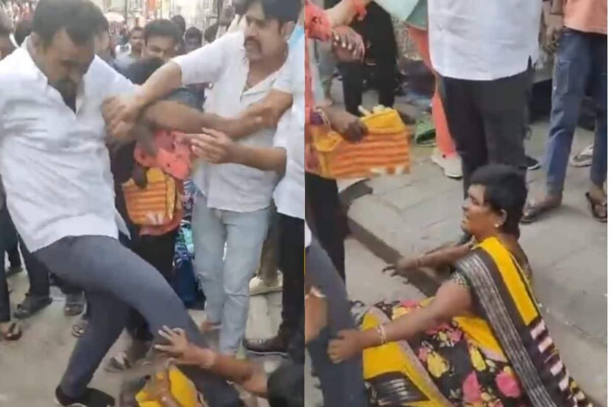 बेरहमी से घसीटा मारी लातें साड़ी चोरी के शक में दुकानदार ने महिला को पीटा