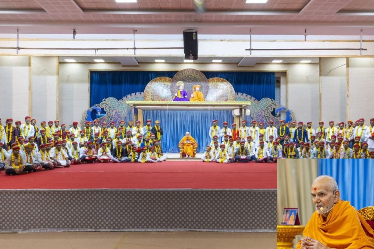 जोधपुर के स्वामिनारायण मंदिर निर्माण में सहयोग देने वाले सभी शिल्पियों का पूजन