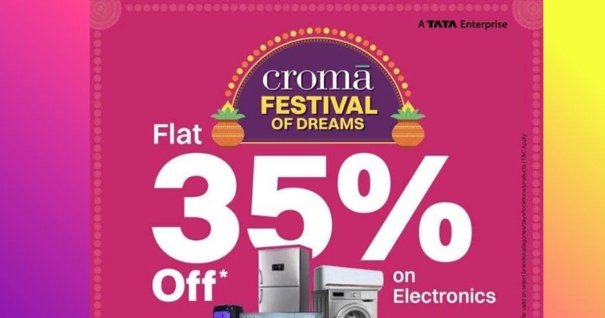Tach – Croma Diwali Sale 2025 begins Flat 35 per cent off on TVs smartphones laptops and more EMI offers – Croma Diwali Sale 2025: टीवी, स्मार्टफोन और लैपटॉप पर म‍िल रही 35% तक की फ्लैट छूट और EMI ऑफर