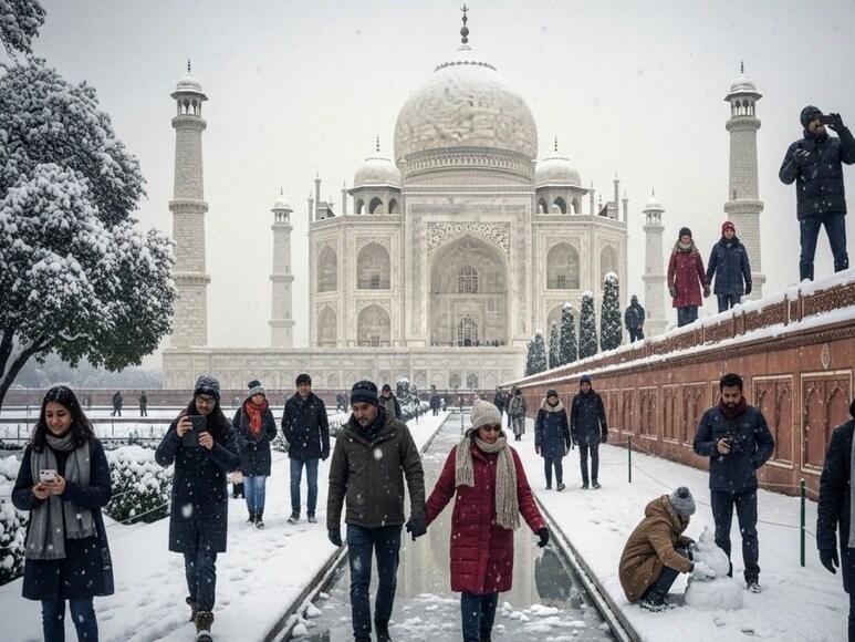 tajmahal, tajmahal snowfall, ai snowfall, ai news tajmahal, tajmahal snowfall, ai snowfall, ai news