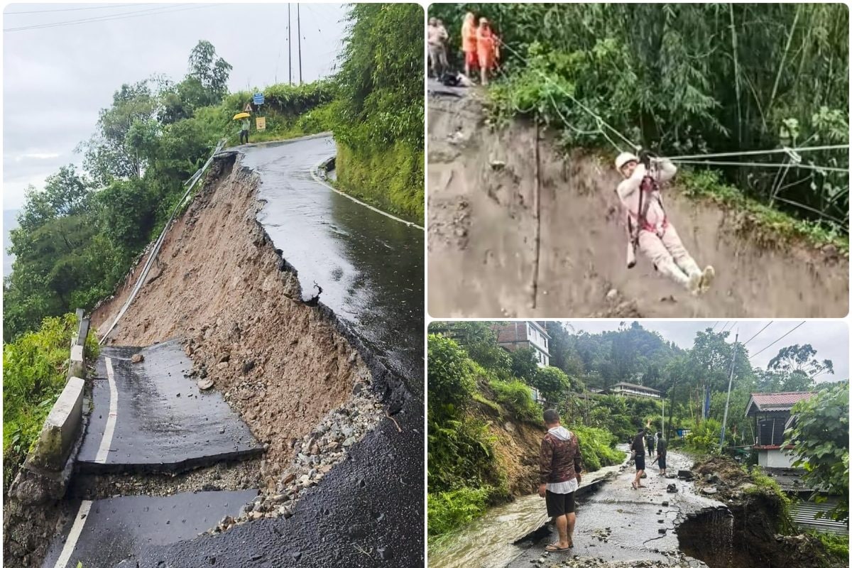 12 घंटे से लगातार भारी बारिश 7 जगहों पर लैंडस्लाइड दार्जिलिंग में कई घर बहे
