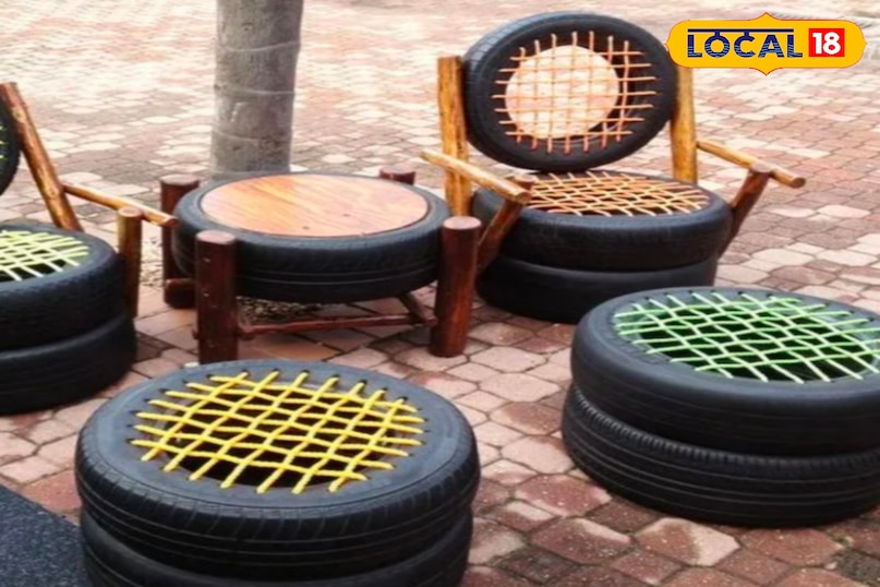 खराब टायर से बनाएं चेयर स्टूल 