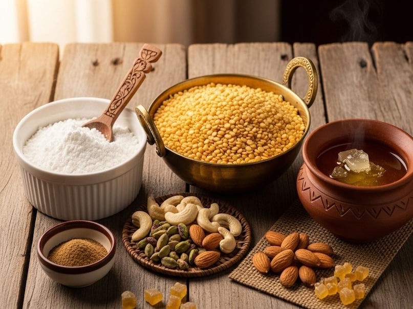 इस रेसिपी में इस्तेमाल होने वाली सामग्री बिल्कुल आसान और घर में आसानी से मिल जाने वाली हैं. मूंग दाल लड्डू बनाने के लिए आपको चाहिए मूंग दाल, आधा कप देसी घी, तीन-चौथाई कप बूरा या पिसी चीनी, एक चौथाई चम्मच इलायची पाउडर और कुछ कटे हुए काजू, बादाम या पिस्ता. अगर चाहें तो थोड़ा सा गोंद भी डाल सकते हैं, लेकिन यह पूरी तरह ऑप्शनल है. हालांकि, बिना गोंद के भी लड्डू पूरी तरह से स्वादिष्ट और परफेक्ट बनते हैं. इस रेसिपी में इस्तेमाल होने वाली सामग्री बिल्कुल आसान और घर में आसानी से मिल जाने वाली हैं. मूंग दाल लड्डू बनाने के लिए आपको चाहिए मूंग दाल, आधा कप देसी घी, तीन-चौथाई कप बूरा या पिसी चीनी, एक चौथाई चम्मच इलायची पाउडर और कुछ कटे हुए काजू, बादाम या पिस्ता. अगर चाहें तो थोड़ा सा गोंद भी डाल सकते हैं, लेकिन यह पूरी तरह ऑप्शनल है. हालांकि, बिना गोंद के भी लड्डू पूरी तरह से स्वादिष्ट और परफेक्ट बनते हैं.