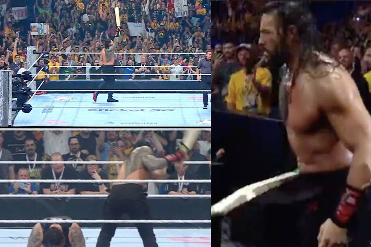WWE रिंग में रोमन रेन्‍स का क्रिकेटिंग अंदाज, विराट के स्‍टाइल में खेला शॉट