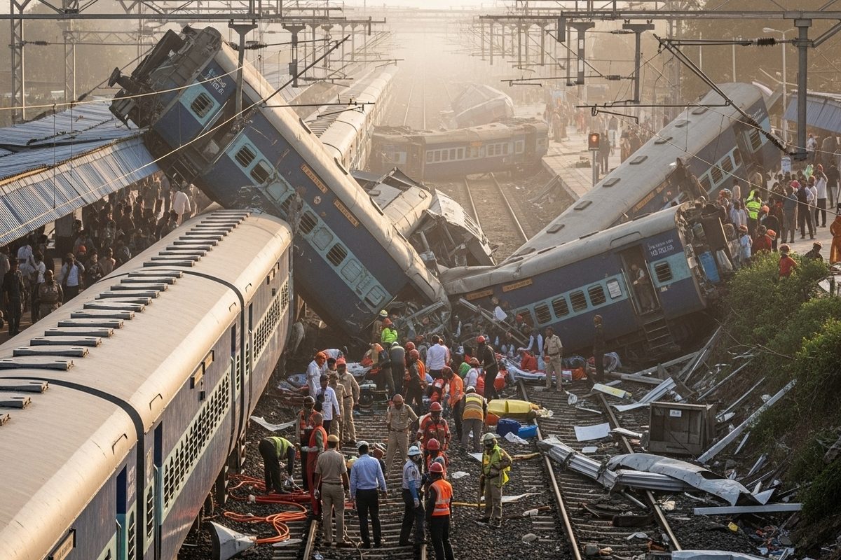 स्‍टेशन पर खड़ी थी ट्रेन तभी पीछे से आयी दूसरी रेल और चीरते हुए निकल गयी