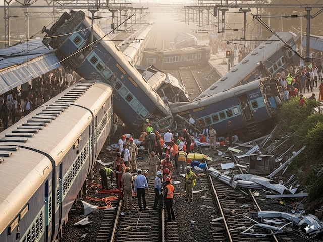 स्टेशन पर खड़ी थी ट्रेन, तभी पीछे से आयी दूसरी रेल और चीरते हुए निकल गयी... स्टेशन पर खड़ी थी ट्रेन, तभी पीछे से आयी दूसरी रेल और चीरते हुए निकल गयी...