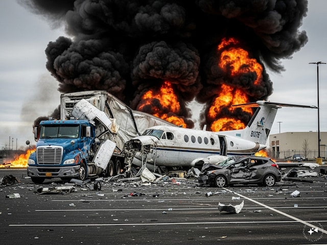 Plane accident in America, plane fell straight from the sky into the parking lot, 2 dead Plane accident in America, plane fell straight from the sky into the parking lot, 2 dead