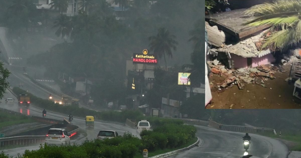 केरल में तूफान मोंथा से पहले तबाही, घर पर गिरी पहाड़ी, पति की मौत