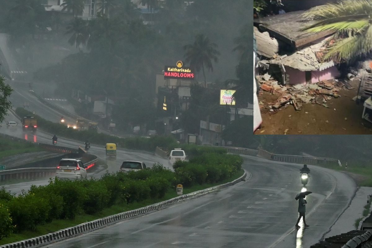 केरल में तूफान मोंथा से पहले तबाही घर पर गिरी पहाड़ी पति की मौत