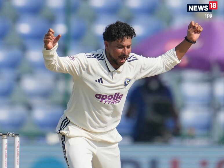 Kuldeep Yadav, Kuldeep Yadav five fer, Kuldeep Yadav 5 wicket haul, Kuldeep Yadav five wicket haul vs West Indies, Kuldeep Yadav bowling records, Kuldeep Yadav bowling records test, kuldeep Yadav breaks 67 years old records, कुलदीप यादव, कुलदीप यादव बॉलिंग रिकॉर्ड, कुलदीप यादव 5 विकेट हॉल