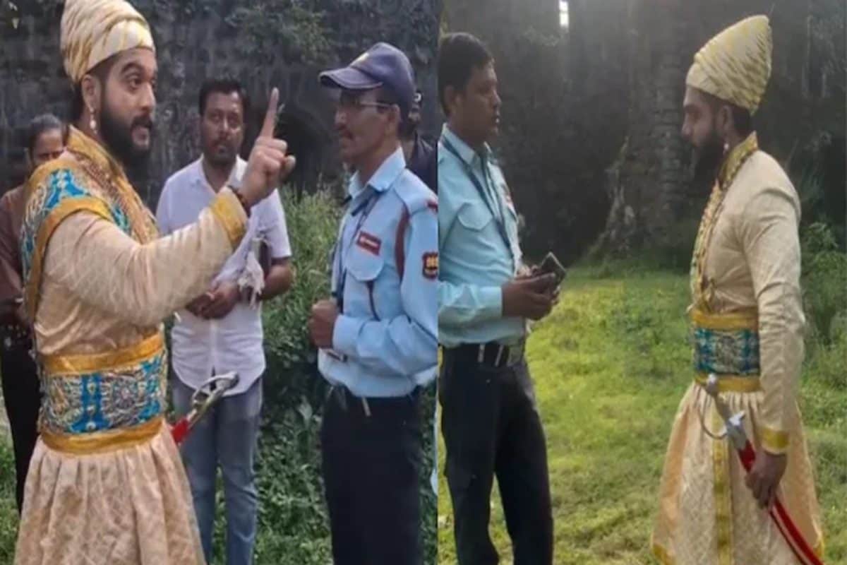 शिवाजी महराज की पहन रखी थी ड्रेस, हिंदी सुनते ही सिक्योरिटी गार्ड पर भड़का शख्स, वीडियो वायरल