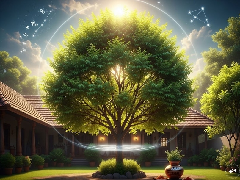 हिन्दू धर्म में नीम के पेड़ का विशेष महत्व होता है. घर के बाहर नीम का पेड़ होने से नकारात्मक शक्तियों की हानि होती है. इसके साथ ही यह शनि, राहु-केतु की पीड़ा से भी बचाता है. ऐसे में यदि घर के बाहर सही दिशा में इस पेड़ को लगाते हैं तो घर की बरकत होने लगती है.  (Image- AI)