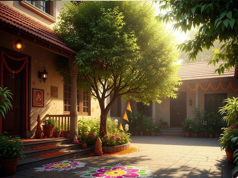 हिन्दू धर्म में नीम के पेड़ को नीमाड़ी देवी कहा जाता है. इस पेड़ में देवी का वास होने से इसका पूजन किया जाता है. मान्यता है कि इस पेड़ की लकड़ियों से हवन करने से वास्तु दोष दूर हो जाते हैं. परिवार में सुख-शांति आती है और पितृ दोष से भी मुक्ति मिलती है. इसके अलावा नीम की पत्तियों से घर में धुआं करने से नकारात्मक शक्तियां नष्ट होती है.  (Image- AI)