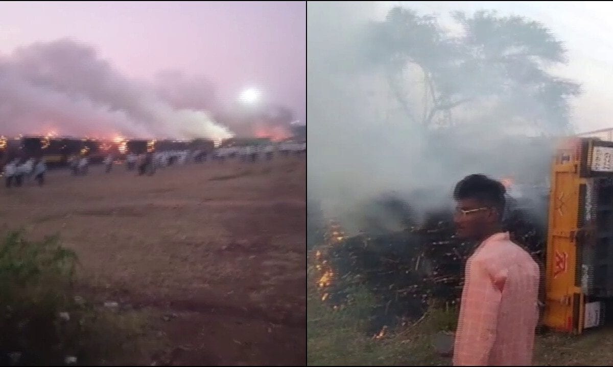 कर्नाटक में किसानों का गुस्सा: गन्ने के दाम को लेकर हिंसक प्रदर्शन 50+ ट्रैक्टरों में आग लगाई