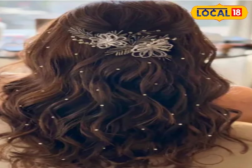 पर्ल पिन और फ्लोरल क्लिप के साथ सॉफ्ट वेव्स