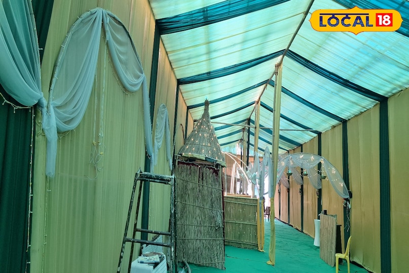 Bamboo restaurant India Eco-friendly café Satvik food café Bamboo Restro Ghazipur Assam bamboo décor Village theme restaurant गाजीपुर रेस्तरां, बंबू रेस्टोरेंट 