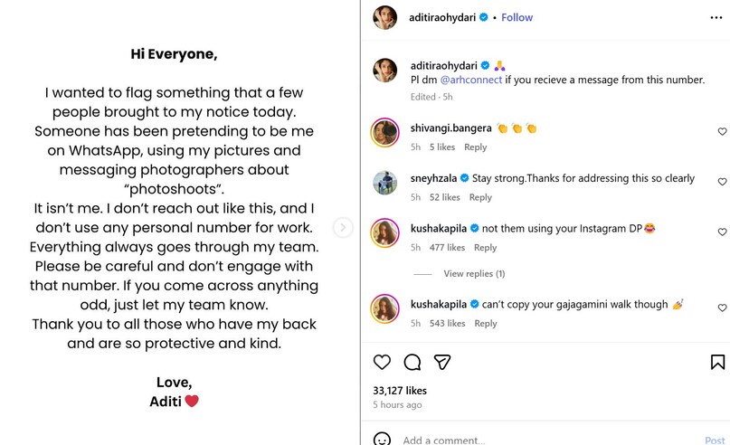 Aditi Rao Hydari, Aditi Rao Hydari news, Aditi Rao Hydari fraud,