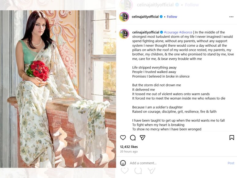Celina Jaitley first post on divorce said Life has taken away everything but I am soldiers daughter