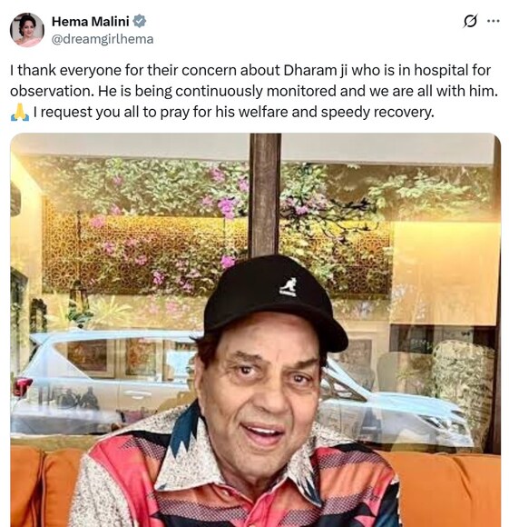 Dharmendra, Dharmendra health update, Hema Malini on Dharmendra health update, Dharmendra Hospital, Dharmendra Hema Malini, Dharmendra news, Sunny Deol on father Dharmendra