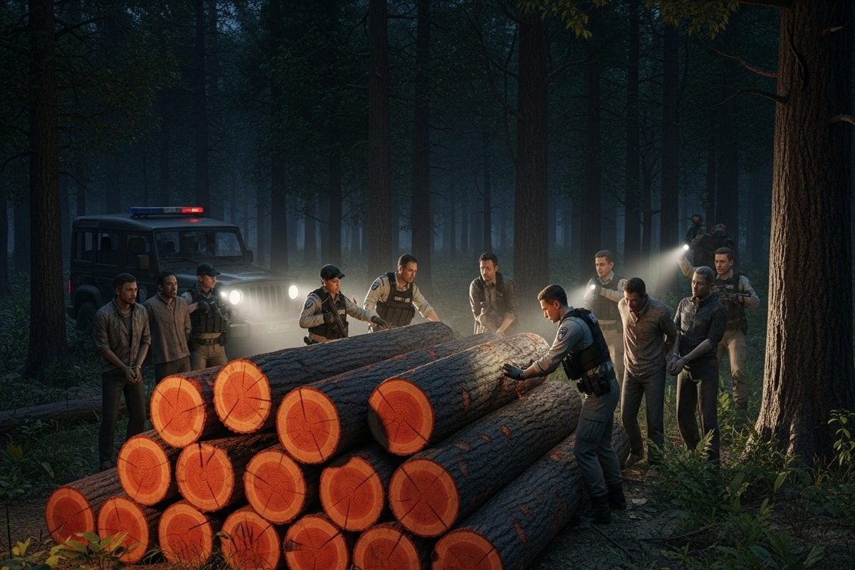 20 लाल चंदन के लट्ठे 9 गिरफ्तार पुष्पा गैंग का सिंडिकेट ध्वस्त