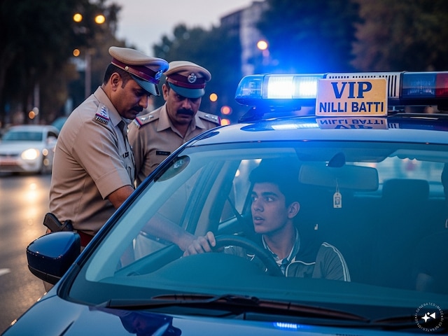 सफारी पर जगमगा जल रही थी नीली बत्ती, पुलिस ने दिया हाथ, बोला- MP का बेटा हूं