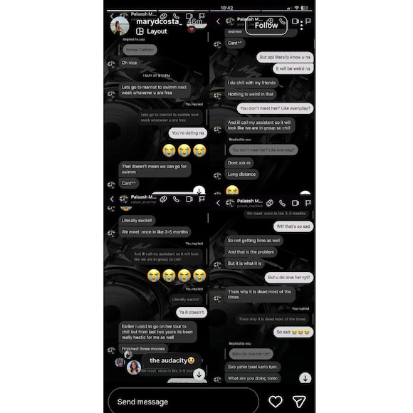 smriti mandhana, mary dcosta, Palaash Muchhal, Palaash Muchhal cheat, did Palaash Muchhal cheat smriti, Palaash Muchhal smriti mandhana wedding, Palash Muchhal Flirty chats, स्मृति मंधाना, पलाश मुच्छल