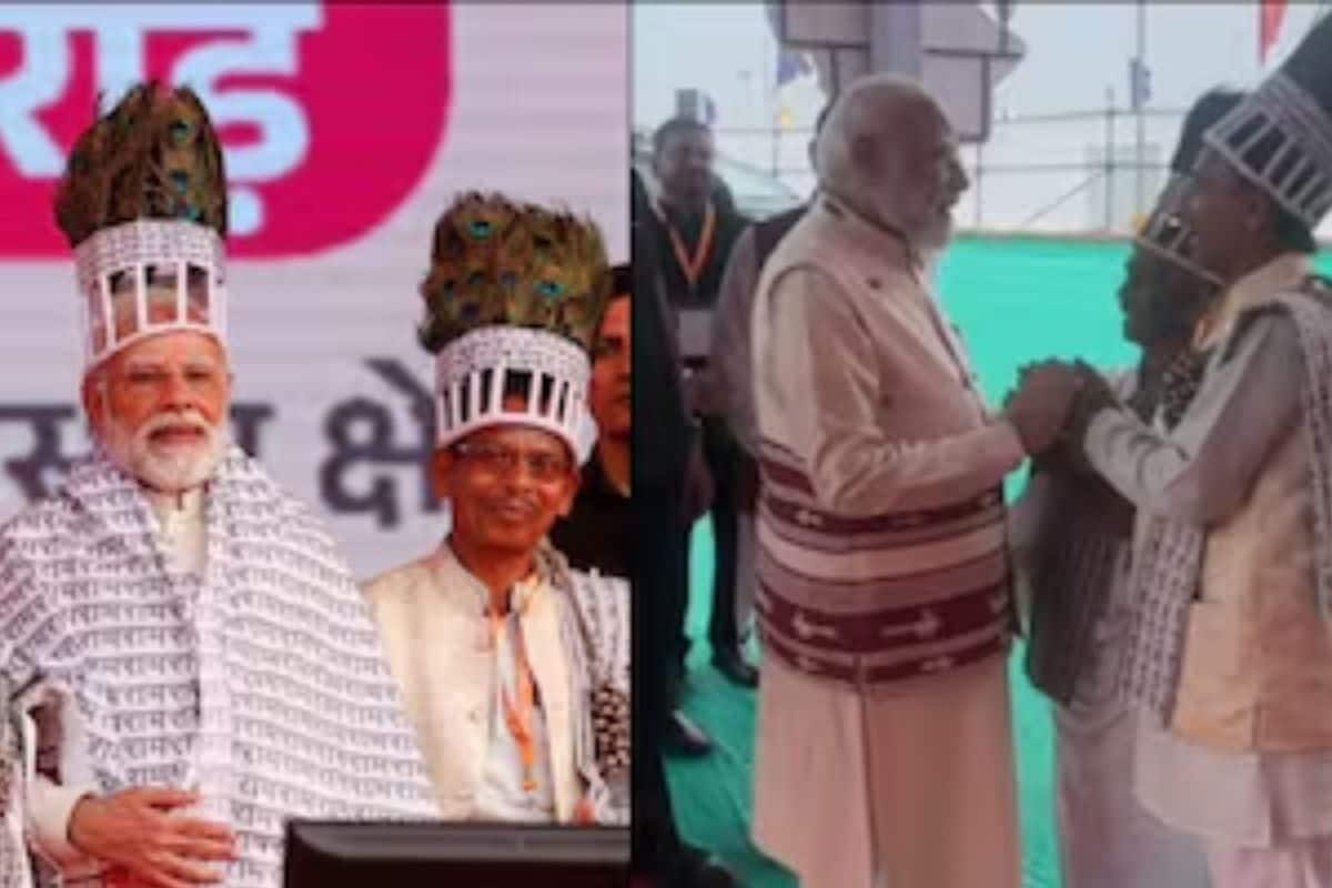 साहब मुकुट लेकर आए हैं आदिवासियों की PM मोदी से खास अपील फिर जो हुआ देखें वीडियो