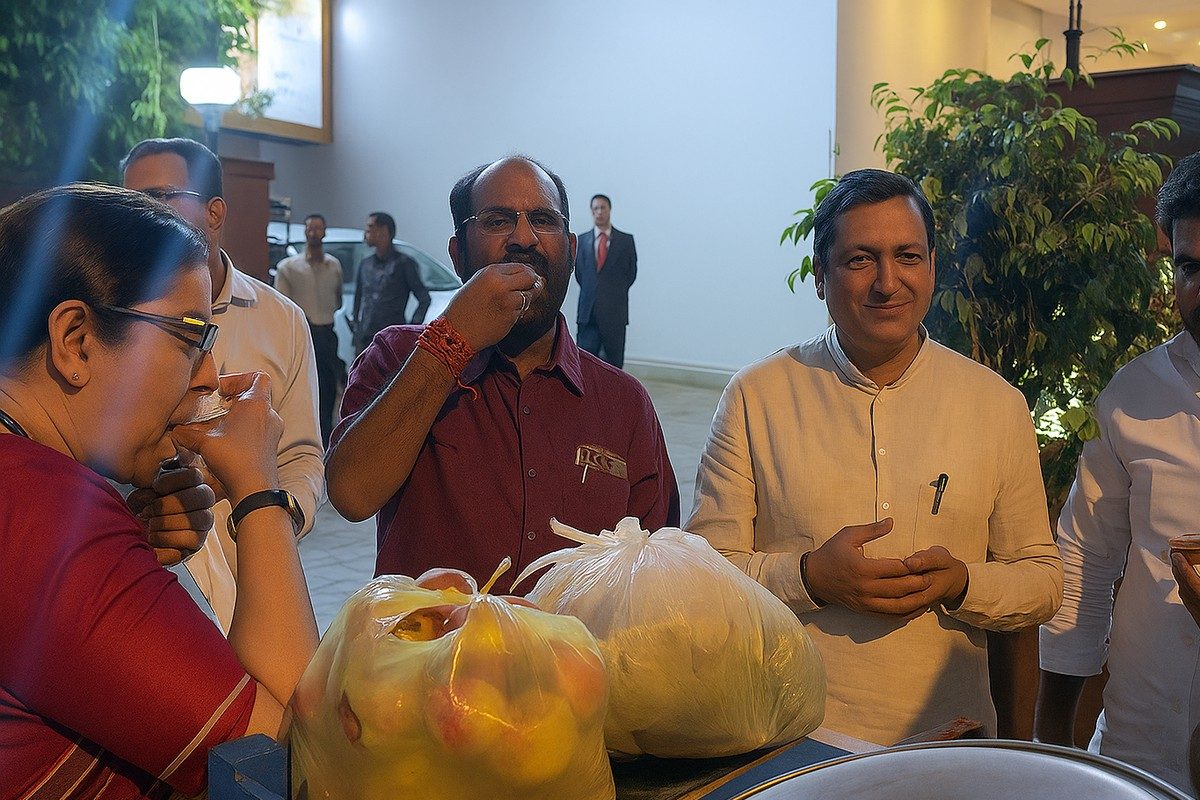 'बघेल' के ठेले पर रुकीं स्मृति ईरानी, बोलीं-नेताजी को थोड़ा मीठा खिलाइए