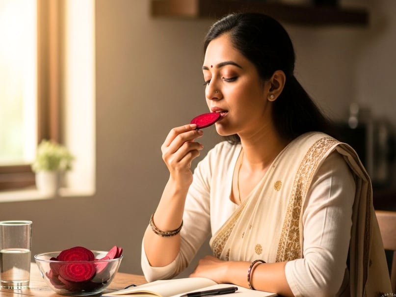 चुकंदर: मेडिकल न्यूज टूडे की रिपोर्ट के मुताबिक, चुकंदर को इंसुलिन उत्पादन का अच्छा स्रोत माना जाता है. बता दें कि, चुकंदर में पाए जाने वाले नियो बीटानिन जैसे पोषक तत्व ब्लड शुगर के स्तर को कम करके इंसुलिन के उत्पादन को बढ़ाने मदद करते हैं. इसके अलावा, फाइटोकेमिकल्स से भरपूर चुकंदर इंसुलिन बढ़ाते हुए शुगर पचाने में बेहद मददगार होते हैं.  (Image- AI)