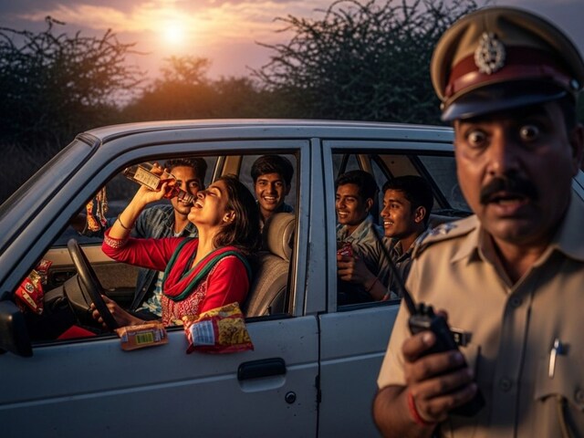 कार में छलका रही थी जाम, दरोगा बोला- गलत बात, सुन बौखला गई लड़की, फिर...