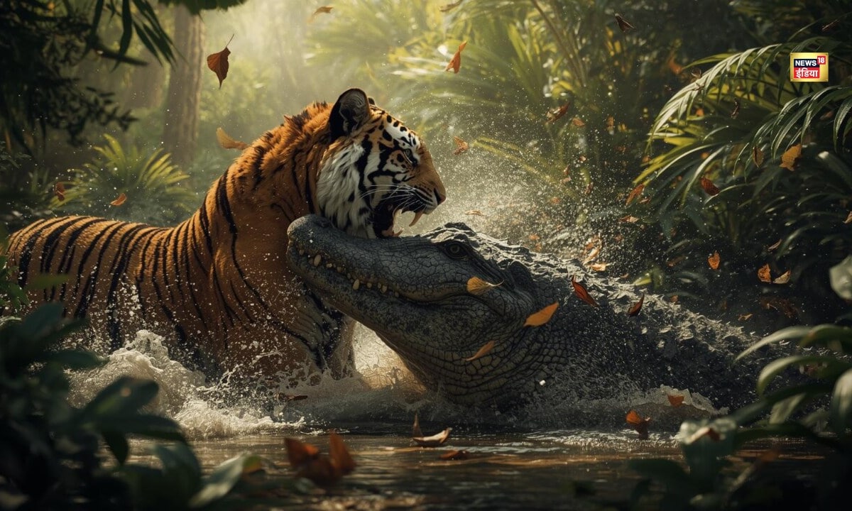 आमने-सामने आए बाघ और मगरमच्छ…अगले पल जो हुआ वीडियो देख रह जाएंगे हैरान