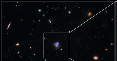 AT 2024wpp नाम के चमकदार फास्ट ब्लू ऑप्टिकल ट्रांजिएंट (LFBOT) का एक्स-रे, अल्ट्रावॉयलेट, ऑप्टिकल और नियर-इन्फ्रारेड में कम्पोजिट इमेज. यह ट्रांजिएंट पृथ्वी से 1.1 बिलियन प्रकाश-वर्ष दूर है.