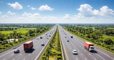 दिल्ली- मुंबई एक्सप्रेसवे की रफ्तार पर एक ठेकेदार की वजह से लगा ब्रेक. (Image:AI)