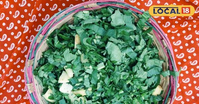 कटे मूली पत्ते और आलू 