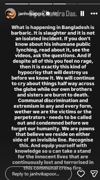 Janhvi kapoor post