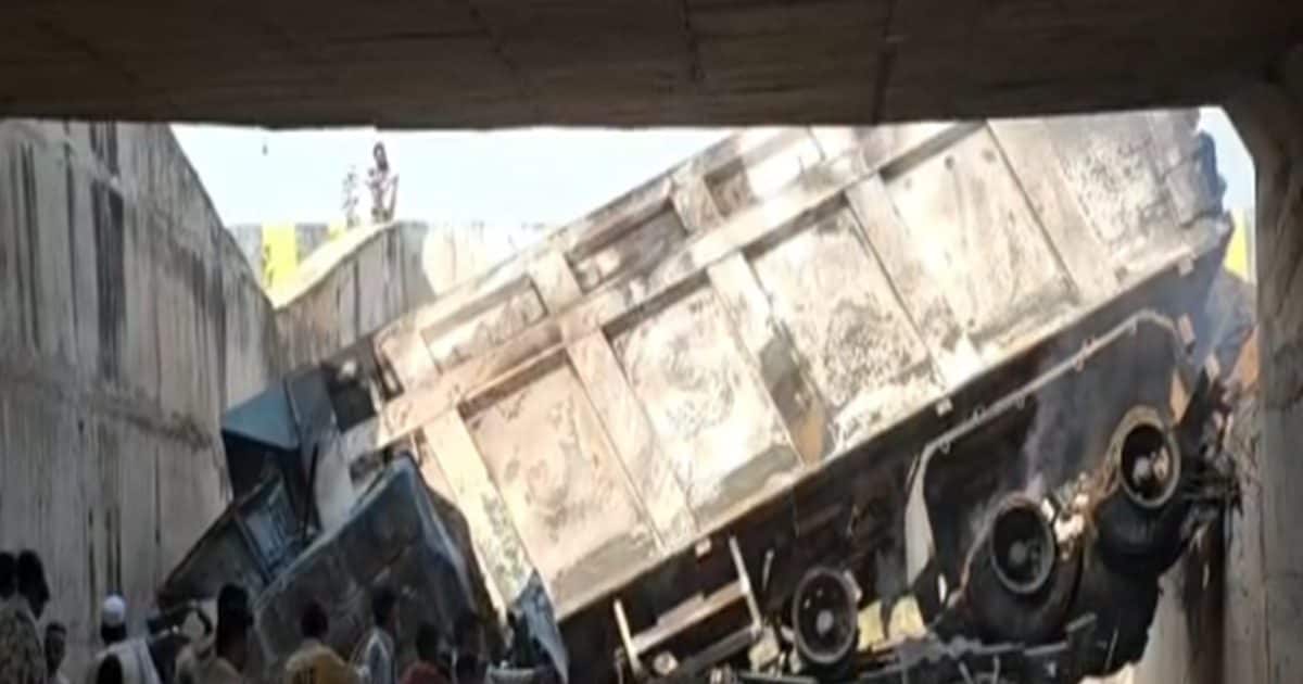 दिल्ली-मुंबई एक्सप्रेसवे पर भीषण के बाद ट्रक में लगी आग, मामा-भांजे की मौत