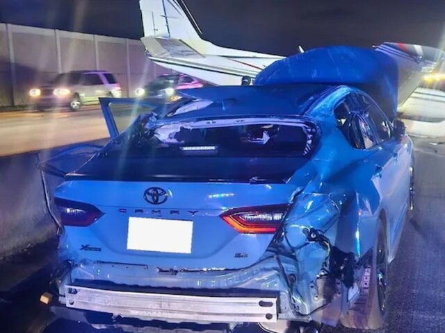 VIDEO: Trouble fell from the sky! The plane landed on a running car on the highway and what happened next