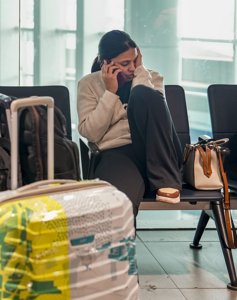 Stranded passengers at Delhi airport Stranded passengers at Delhi airport