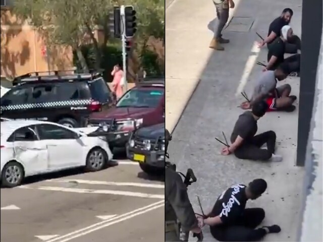 VIDEO: Car of 'terrorists' hit, 6 suspects tied with hands and legs and made to sit in line