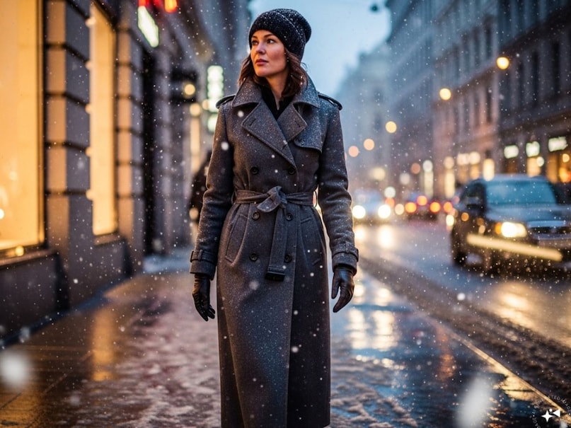 Trench-Style Winter Coat for women