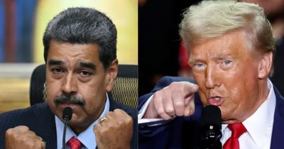 वेनेजुएला के प्रेस‍िडेंट निकोलस मादुरो और अमेर‍िकी राष्‍ट्रपत‍ि डोनाल्‍ड ट्रंप.