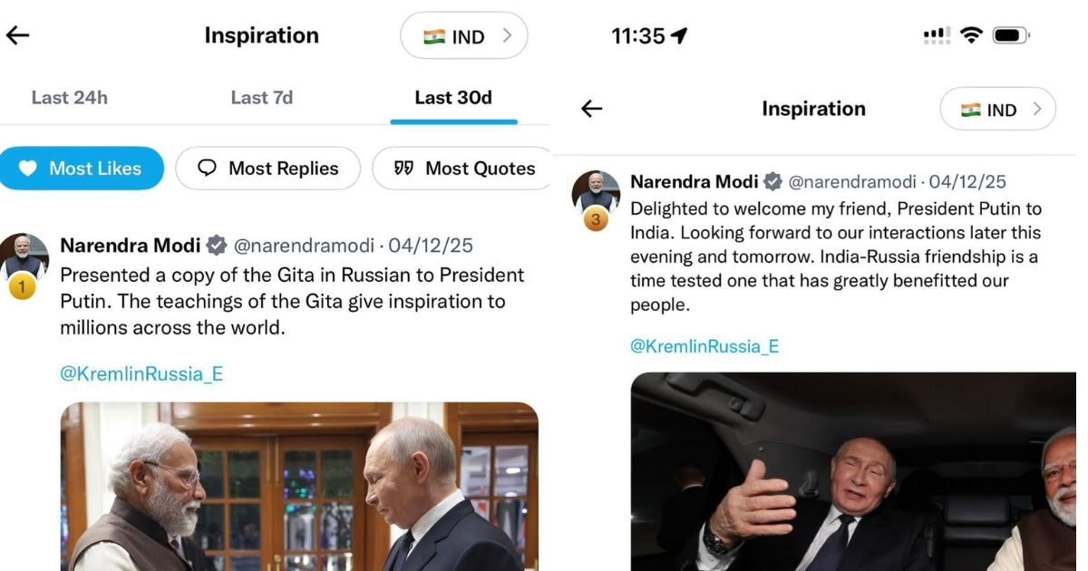 X पर 30 दिनों के 10 सबसे ज्यादा लाइक वाले ट्वीट्स में 8 पीएम मोदी के