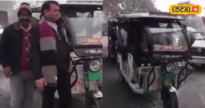 ई-रिक्शा चलाते विधायक